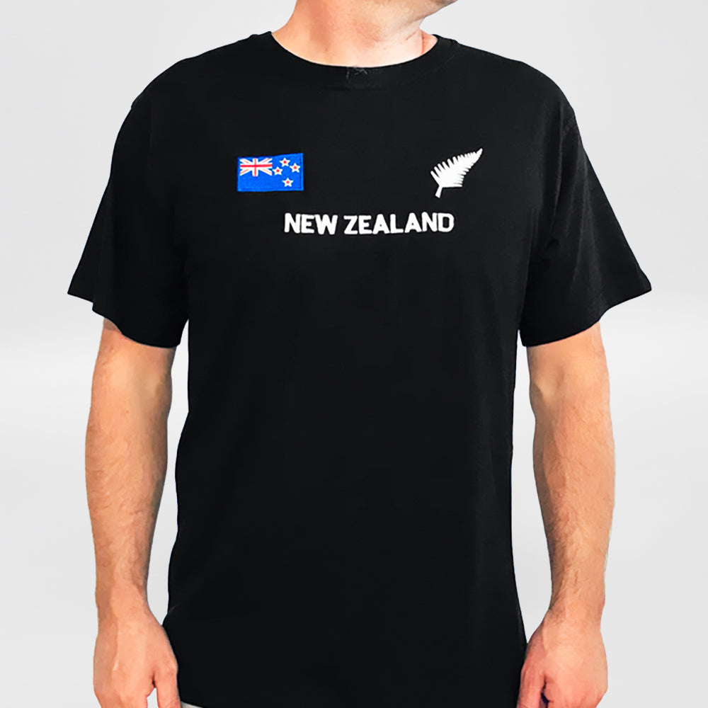 Embroidered NZ Flag - Mens T-Shirt