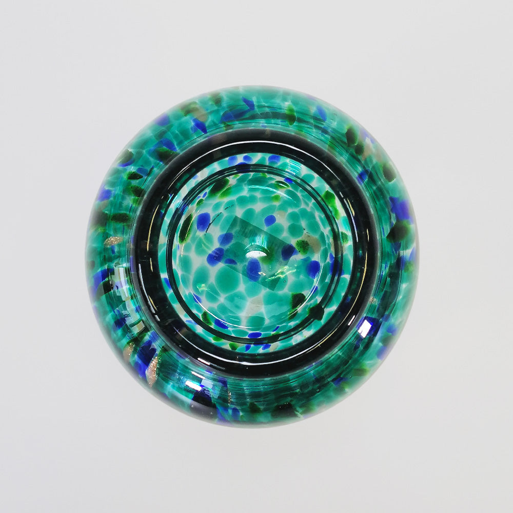 Blue & Aqua Glass 'Urn' Shaped Vase - 21cm