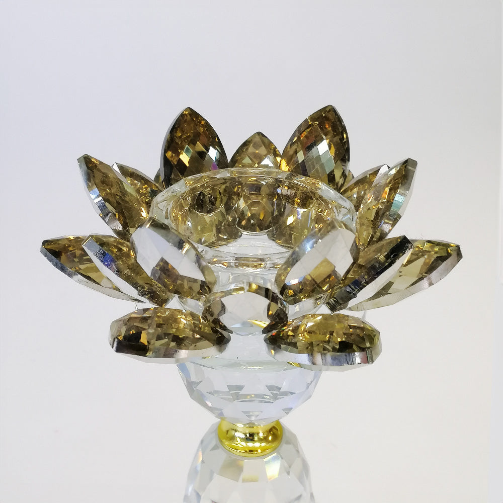 Glass Flower Candle Holder - Gold