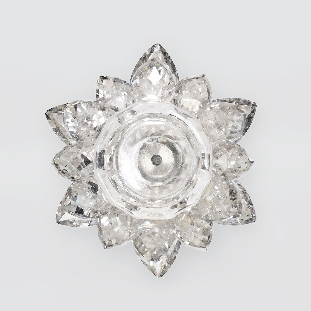 Silver Trim Crystal Candle Holder