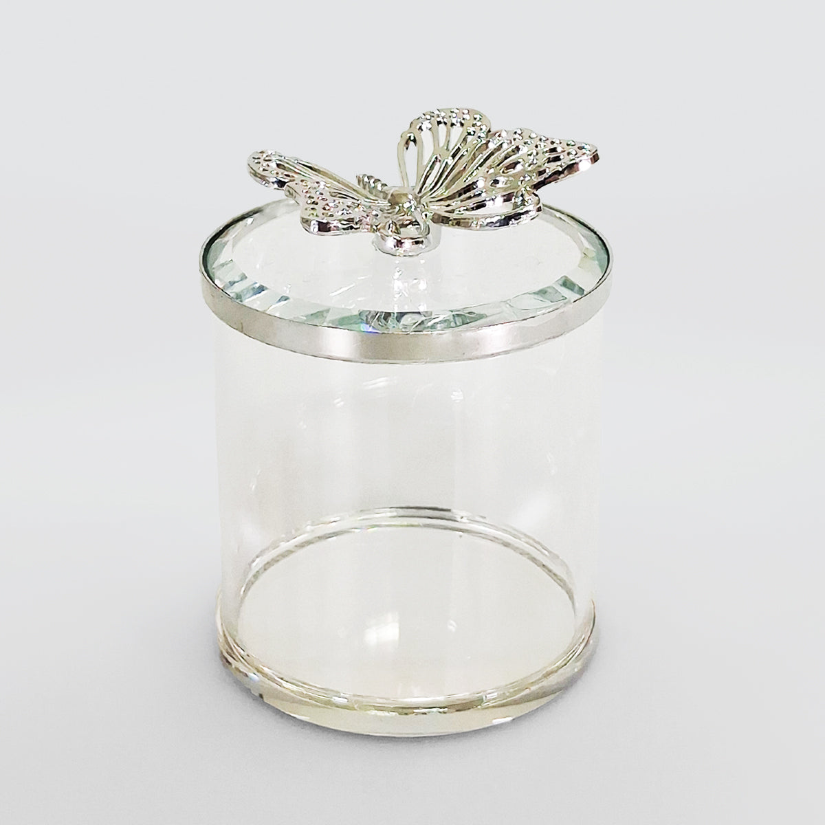 Clear Trinket Cylinder With Butterfly Lid