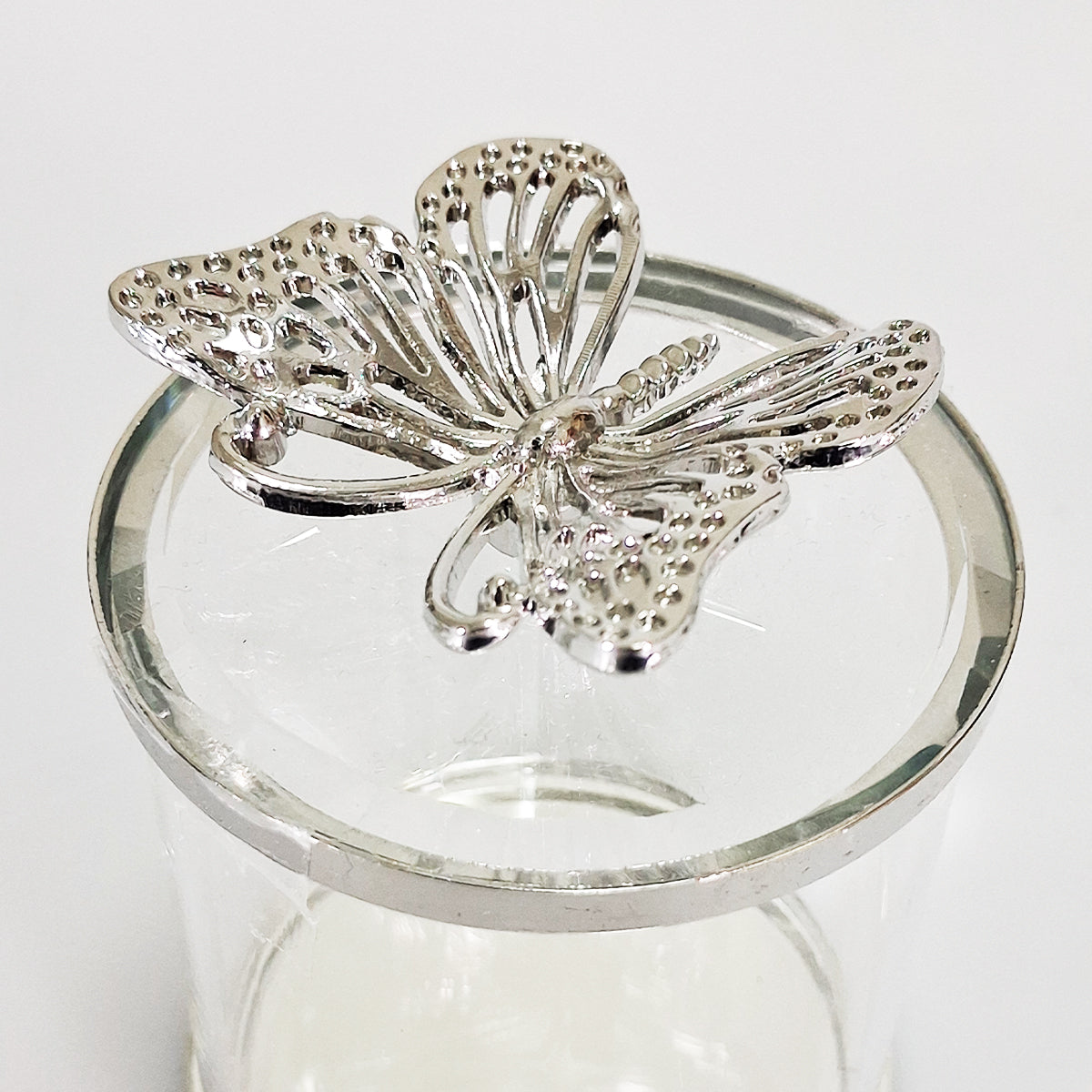 Clear Trinket Cylinder With Butterfly Lid