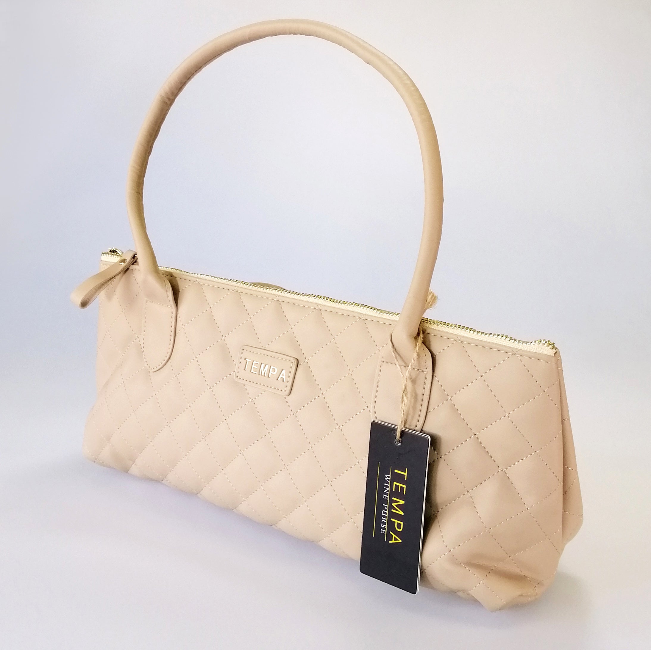 Tempa - Insulated Wine Purse - Quilted Latte