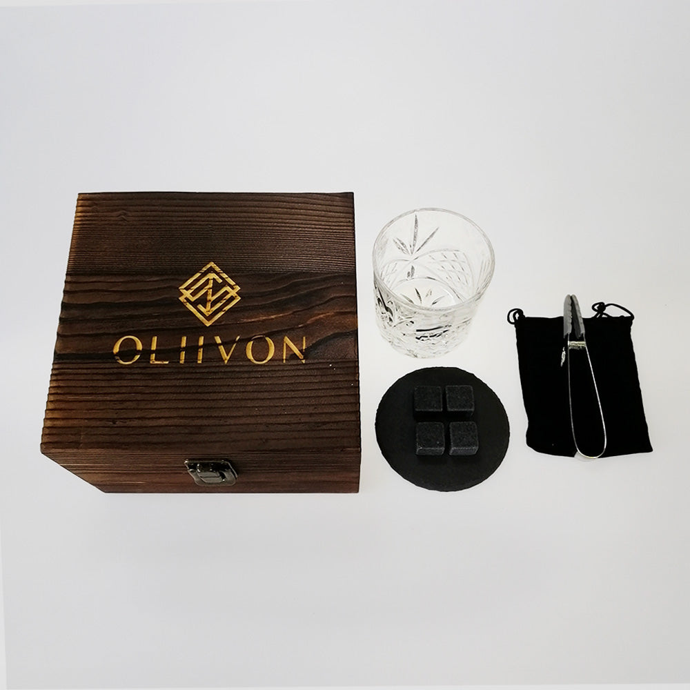 OLIIVON - Whiskey Tumbler & Stone Set