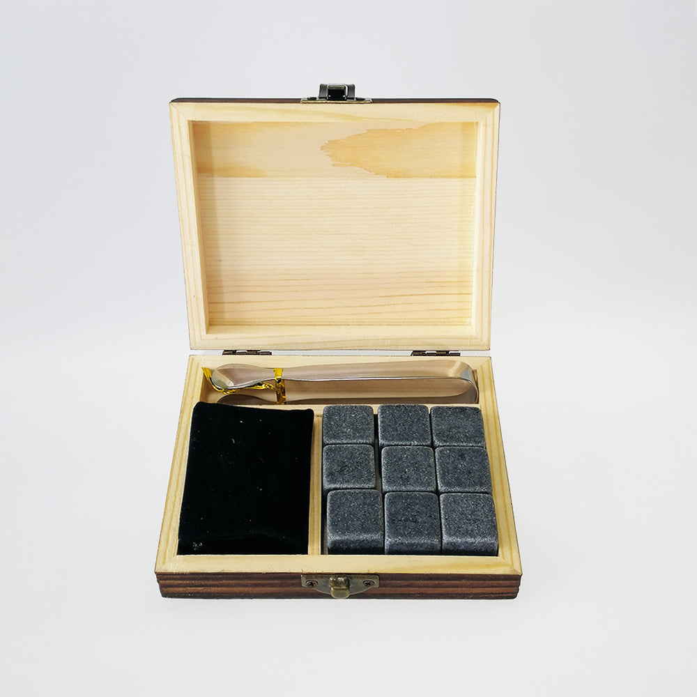 OLIIVON - Granite Whiskey Stones & Tongs Set