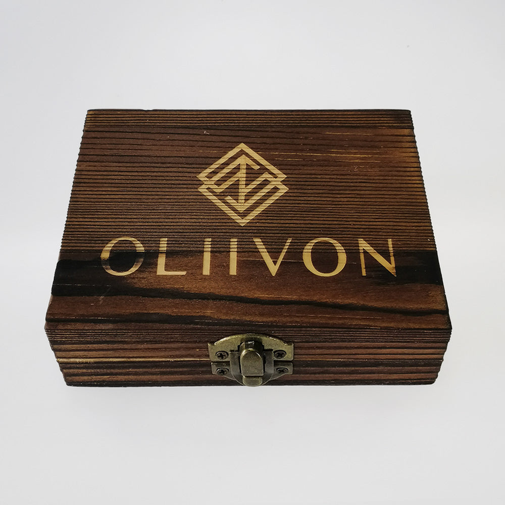 OLIIVON - Granite Whiskey Stones & Tongs Set