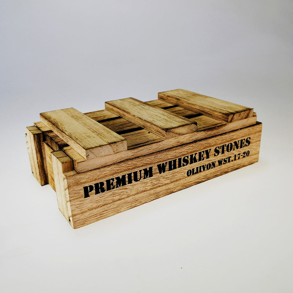 OLIIVON - Wooden Crate Whiskey Stones