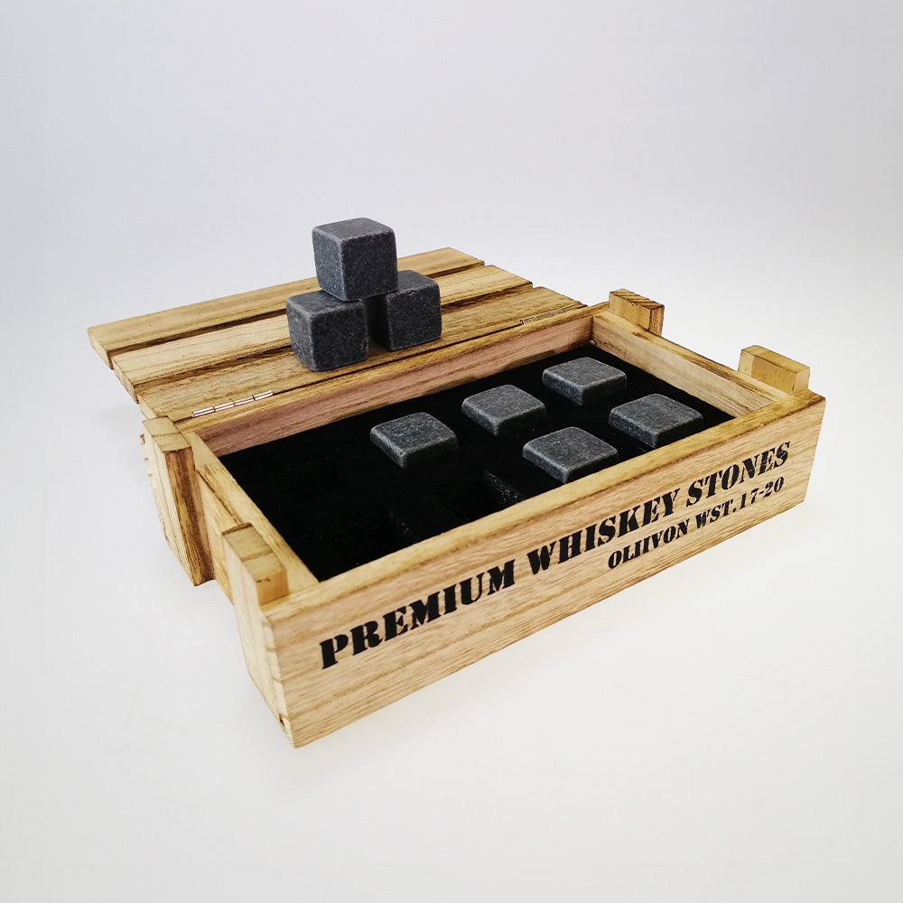 OLIIVON - Wooden Crate Whiskey Stones