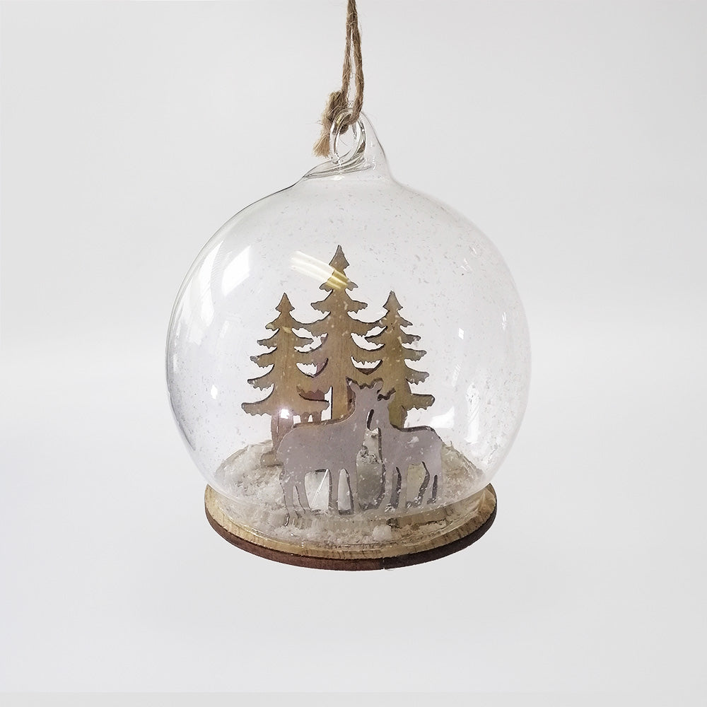 Reindeer In Globe - LED Bauble