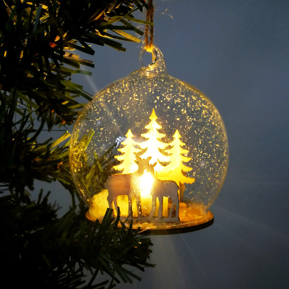 Reindeer In Globe - LED Bauble