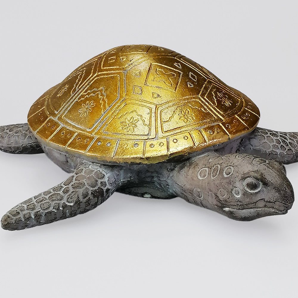 Turtle With Gold Shell - 17cm