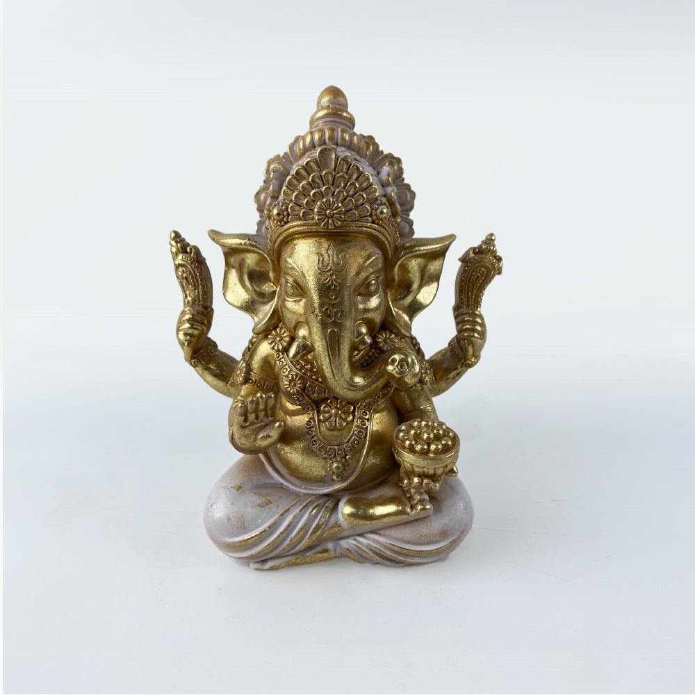 Ganesha - White & Gold - 17cm