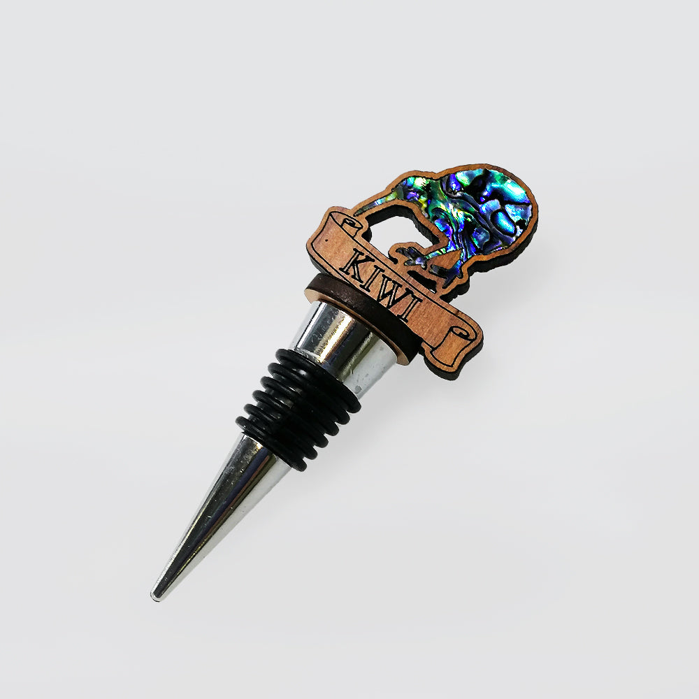Wooden Kiwi Paua Bottle Stopper