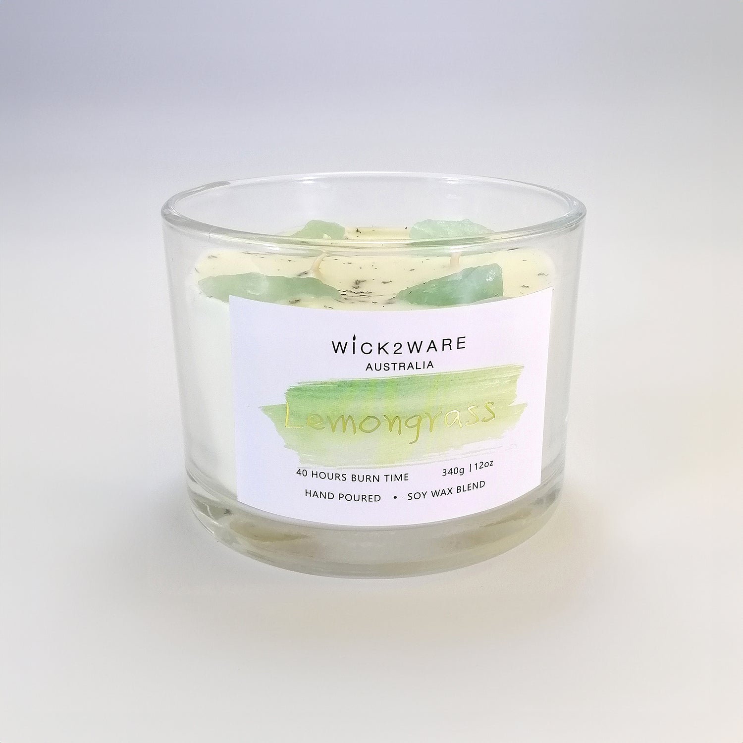 Hand-Poured Soy Wax Crystal Candle - Lemongrass
