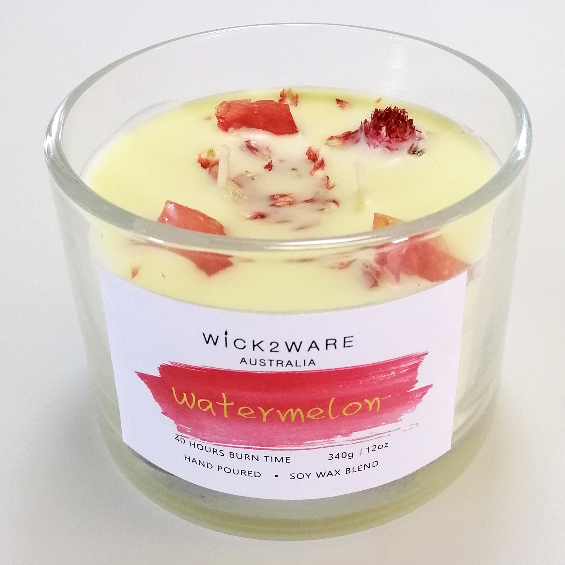 Hand-Poured Soy Wax Crystal Candle - Watermelon