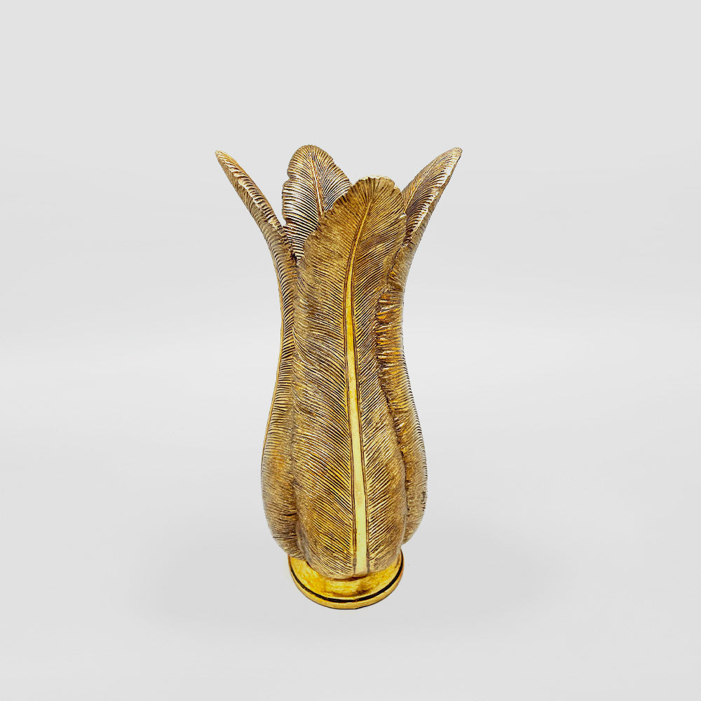 Poly Vase Palm Leaf Gold