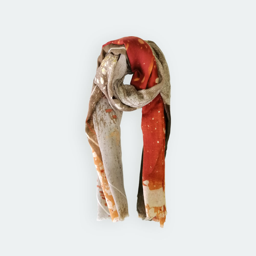 Abstract Foil Scarf - Orange