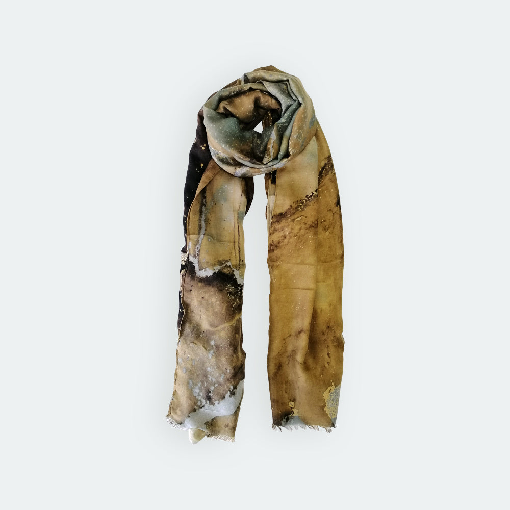 Abstract Foil Scarf - Brown