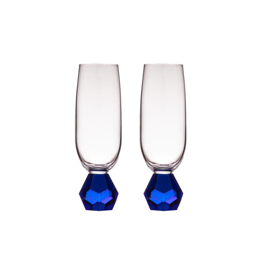 Zhara Champange Glass - Blue