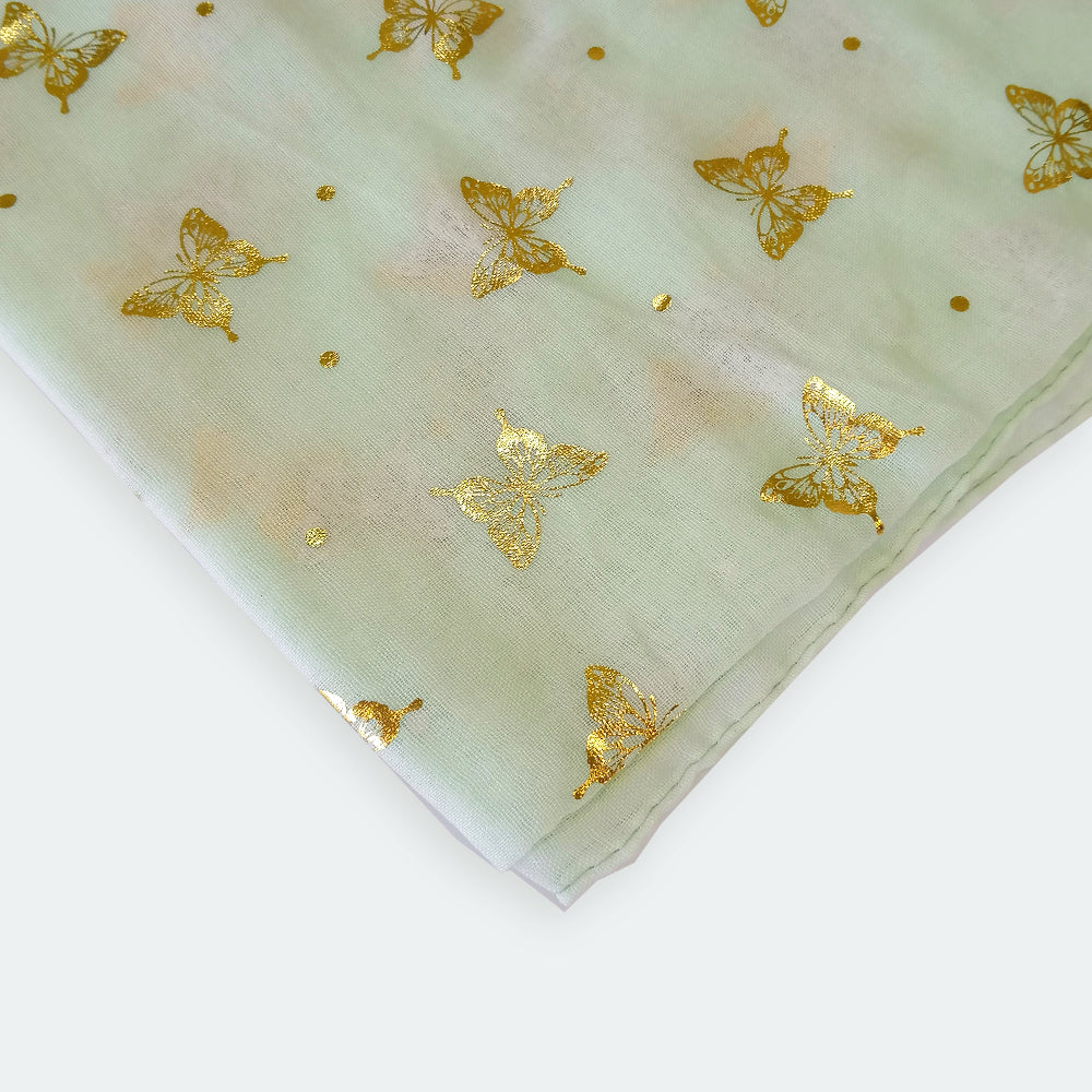 Gold Butterfly Foil Scarf - Mint