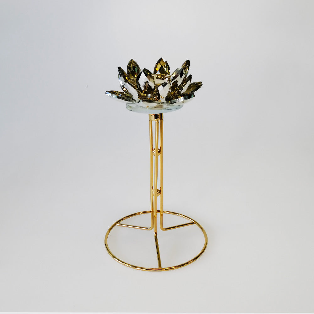Flower Candle Stand With Gold Styled Base - Small