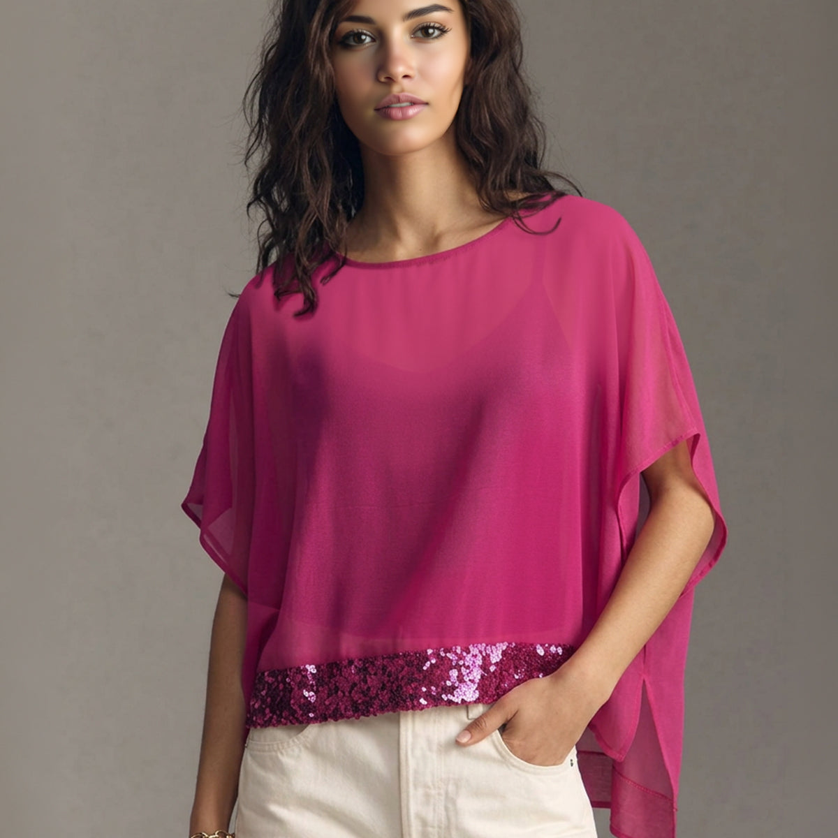 Hot Pink Sequin Summer Top