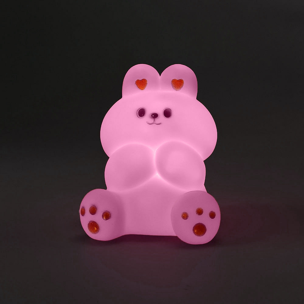 Light Up Figurine - 'Love Heart Ears' Pink Bear