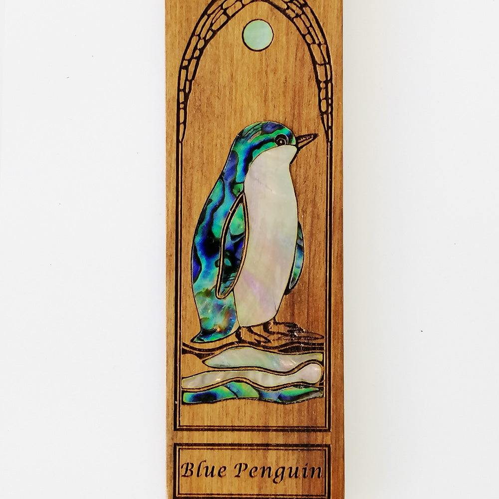 Penguin Bookmark - Wood & Paua shell