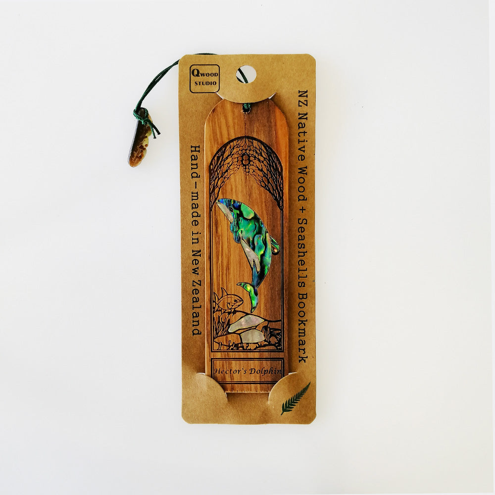Dolphin Bookmark - Wood & Paua Shell