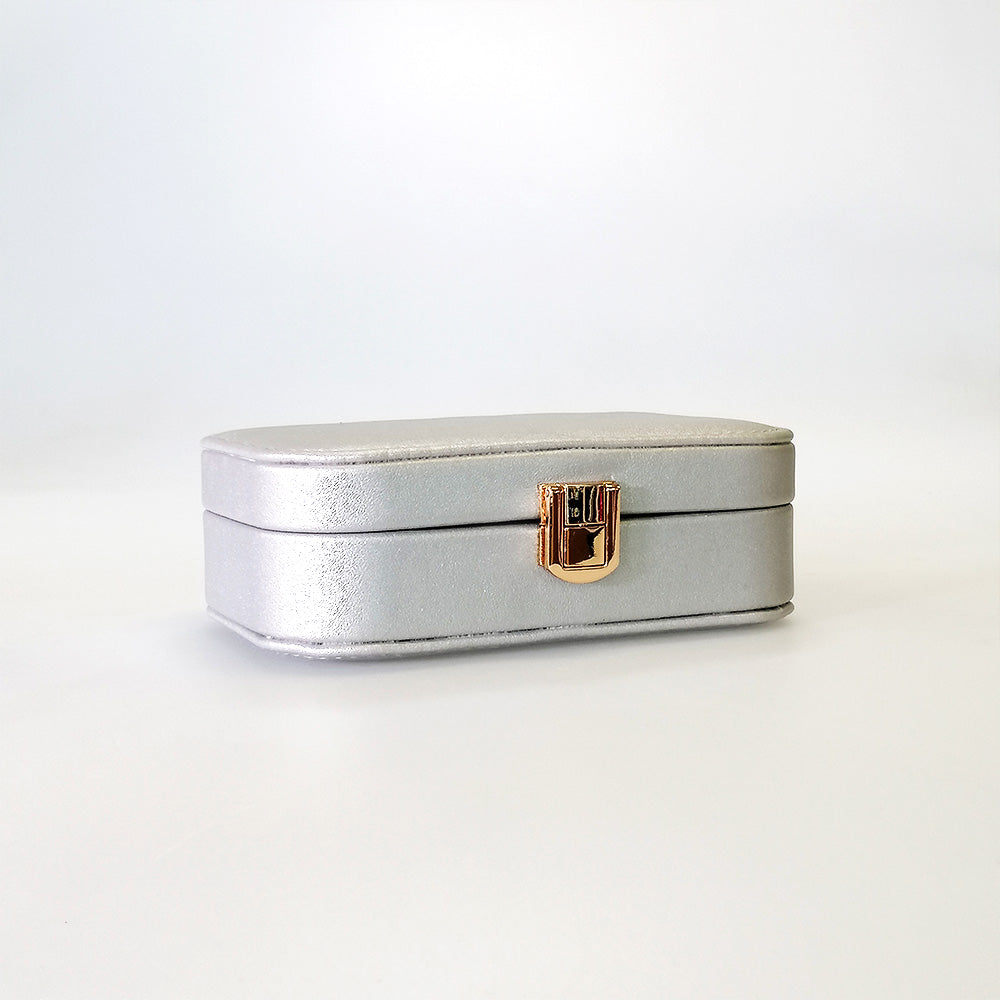 Small Jewellery Box With Mirror - Silver