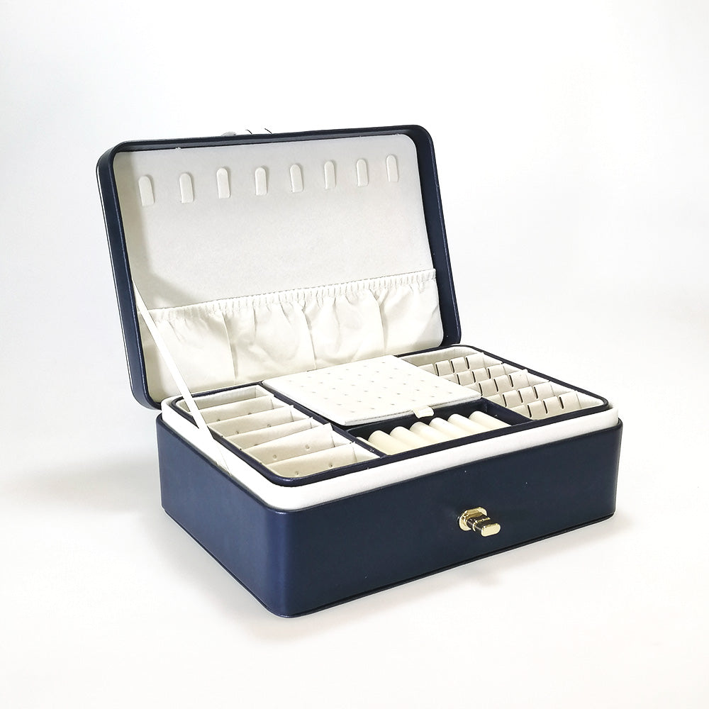 Jewellery Box With Pearl Latch - Navy