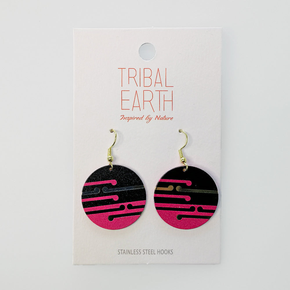 'Tribal Earth' Pink Sunrise Earrings Set