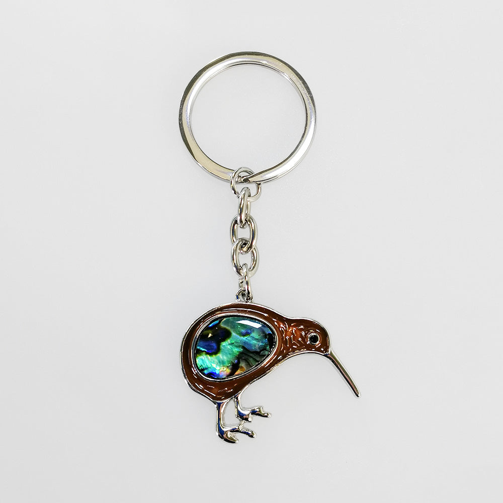 Stainless Paua Kiwi - Keyring