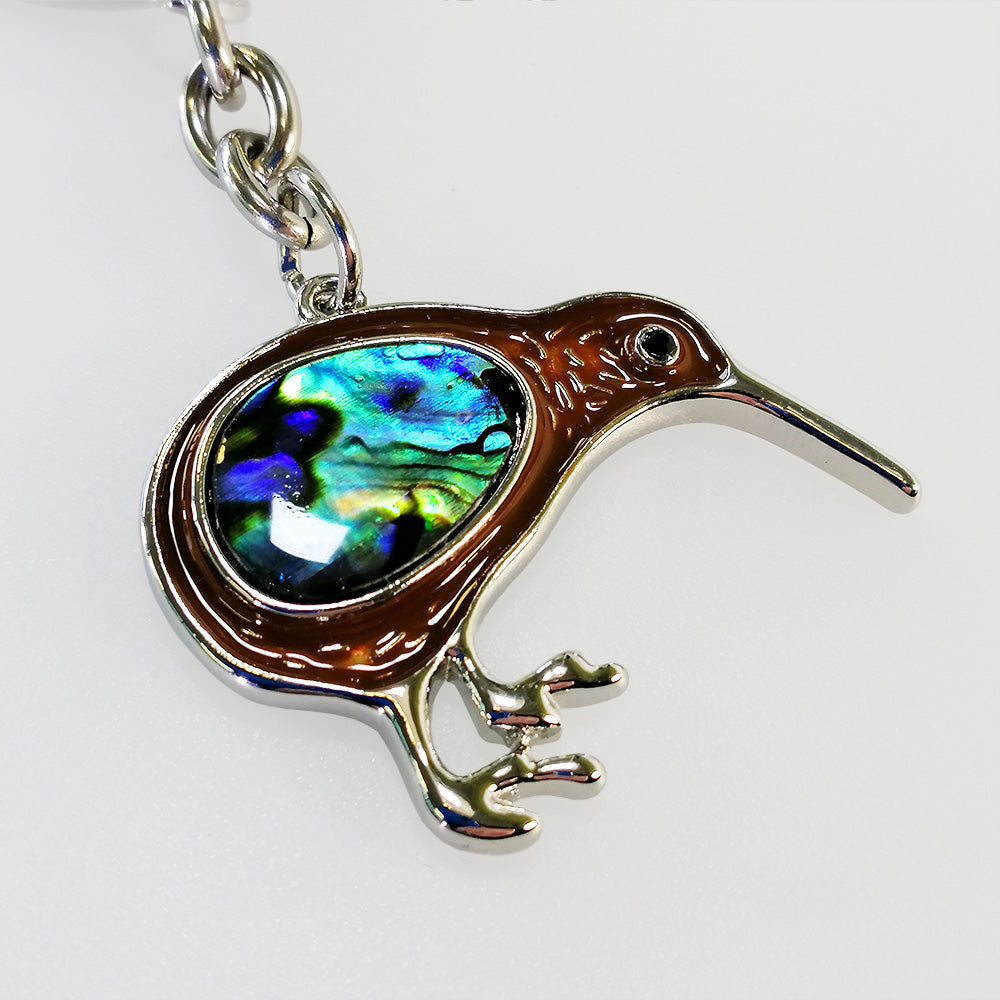 Stainless Paua Kiwi - Keyring