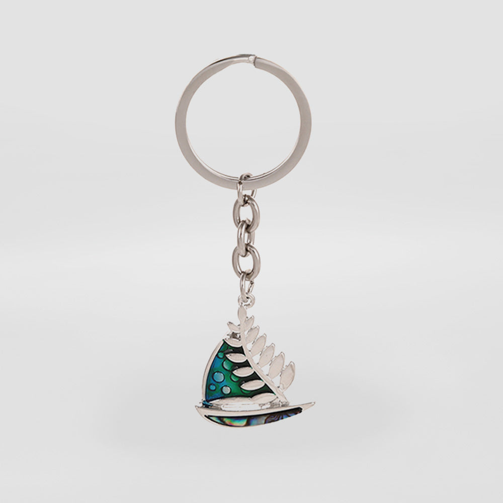 Paua Sailing Boat S/Steel Keyring