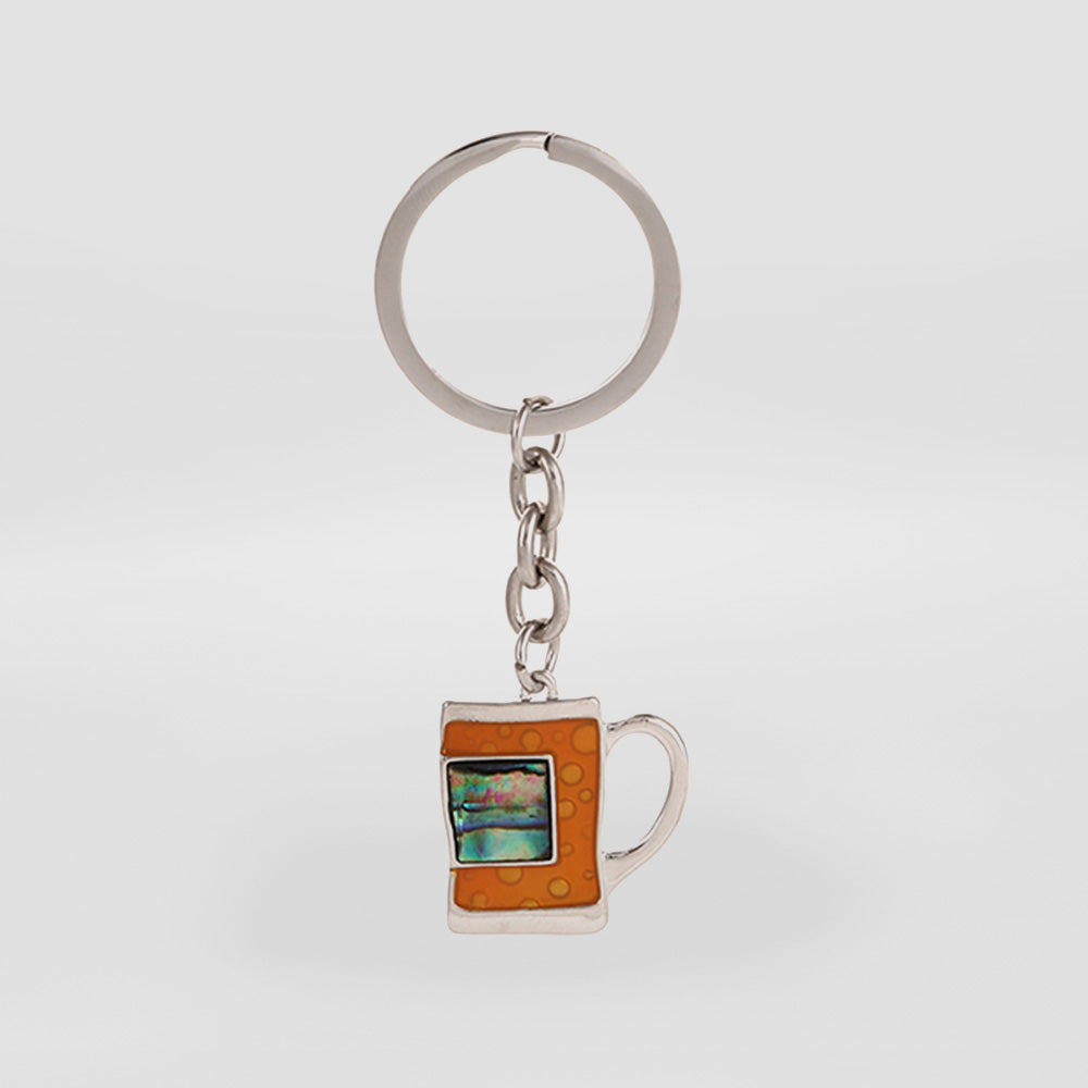 Paua Beer Cup S/Steel Keyring