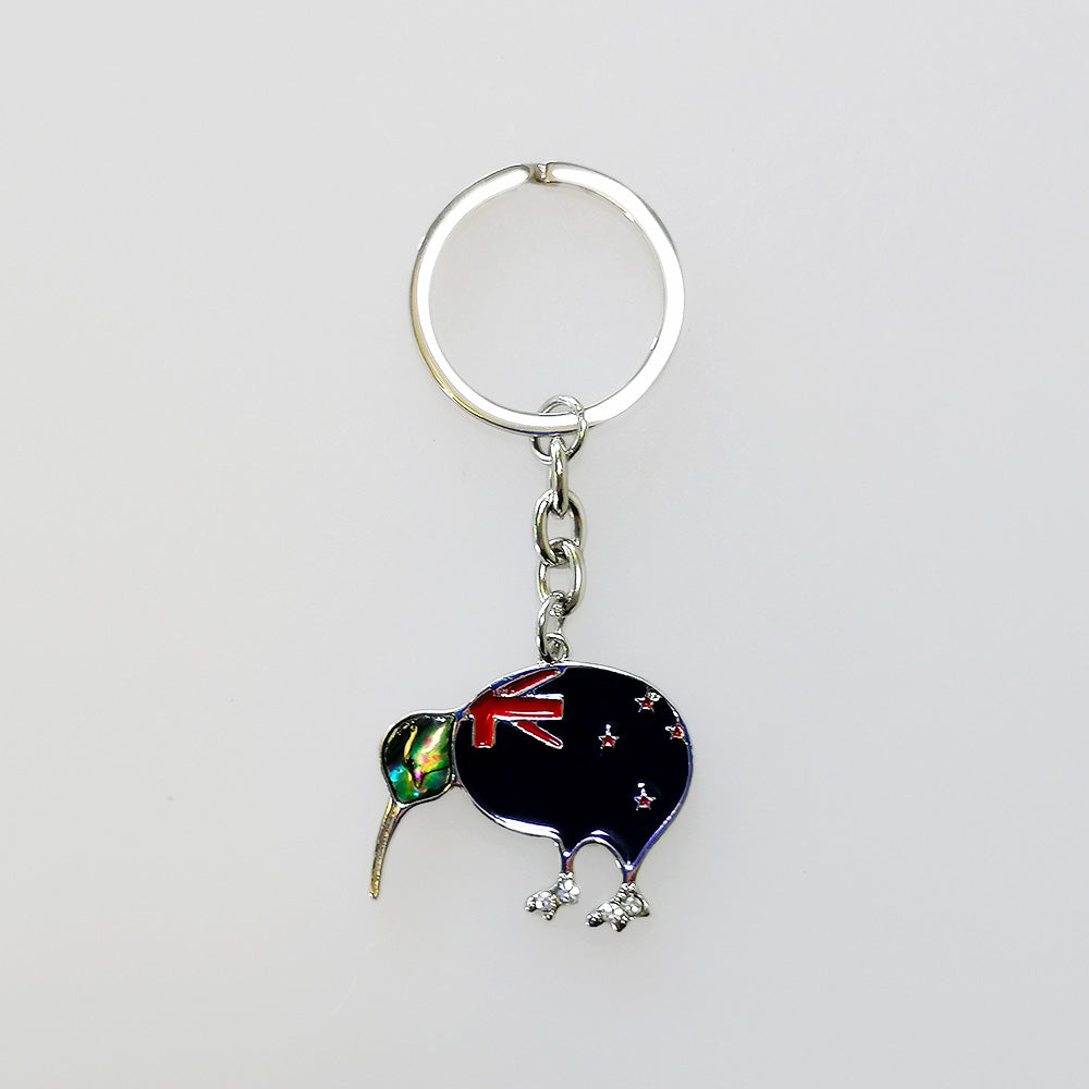 Stainless NZ Paua Kiwi - Keyring