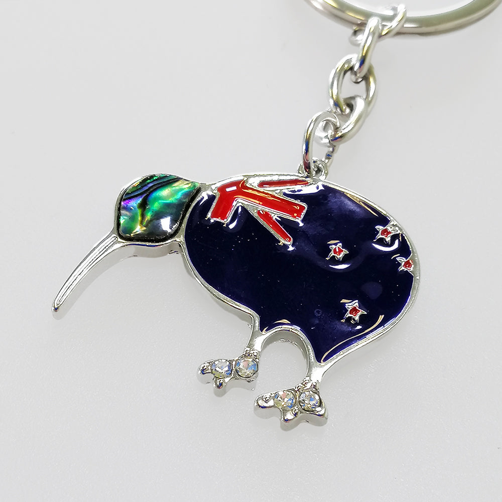 Stainless NZ Paua Kiwi - Keyring