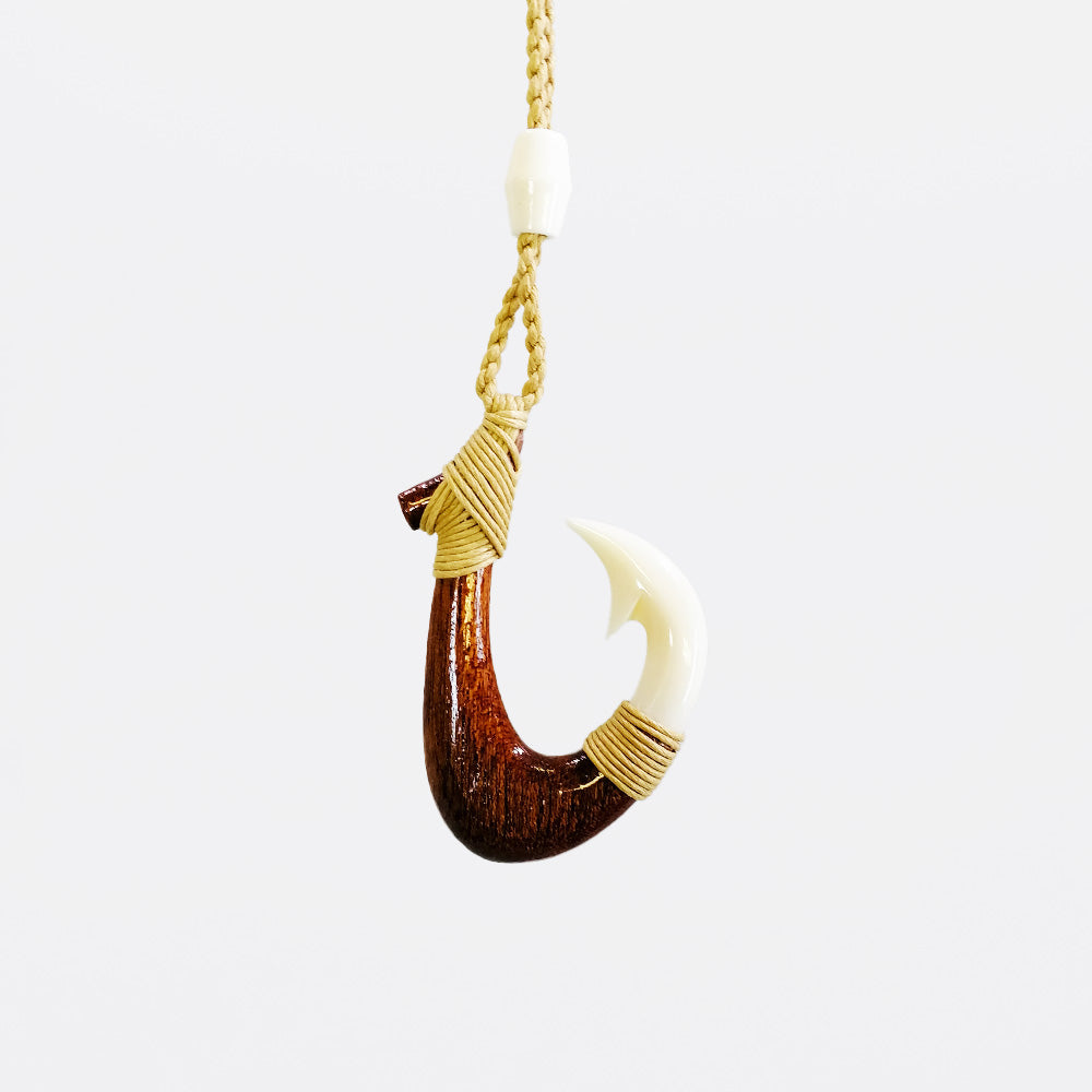 Carved Pendant - Bone & Wood Hook