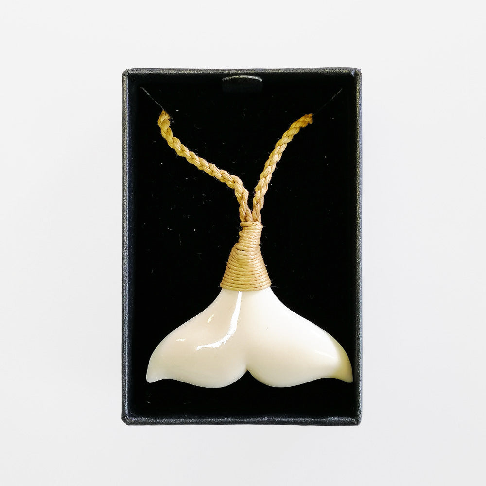 Carved Pendant - Bone Whale Tail