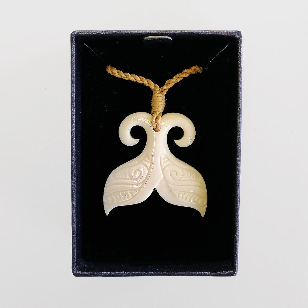 Carved Pendant - Bone Etched Whale Tail