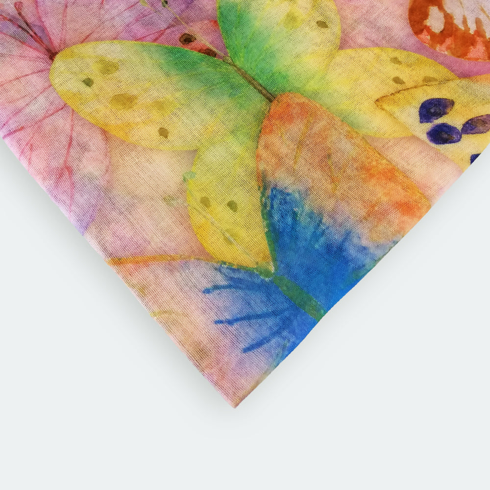 Watercolour Styled Butterfly Scarf - Pink