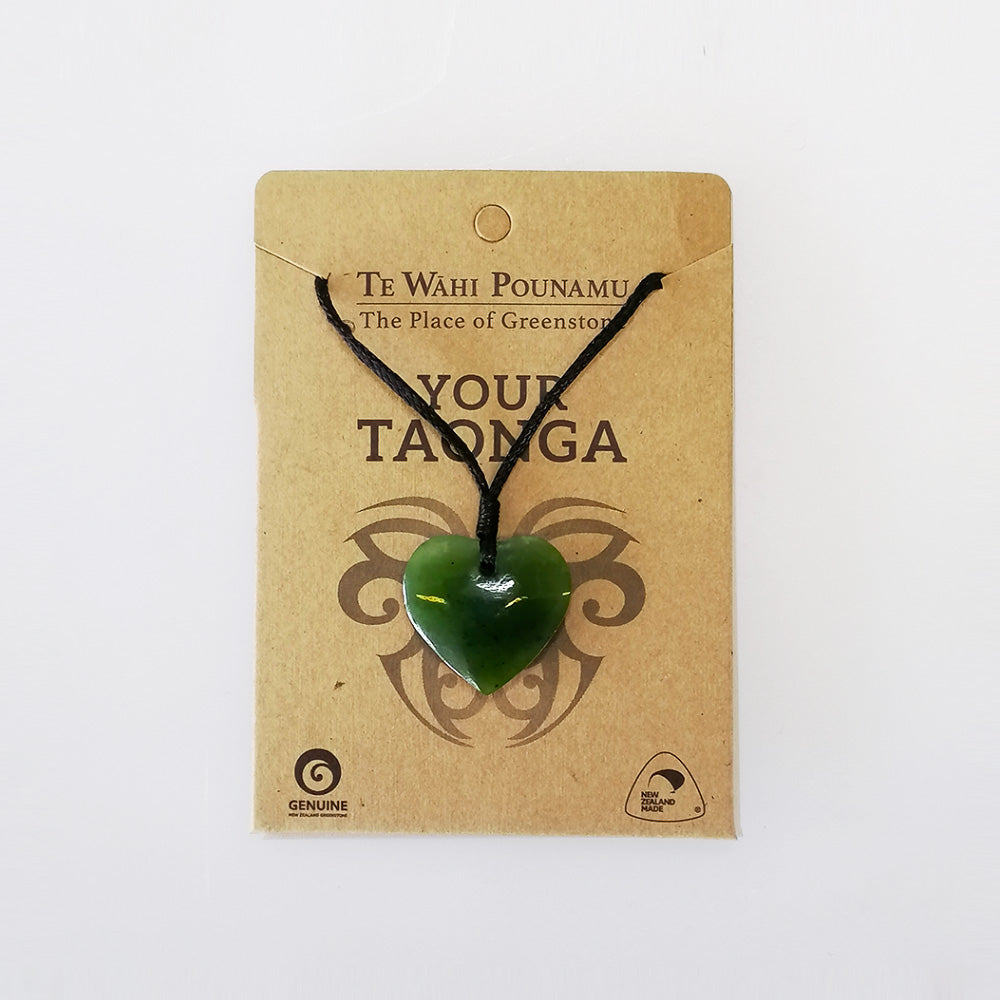 'Your Taonga' Small Heart Pendant - Greenstone Necklace
