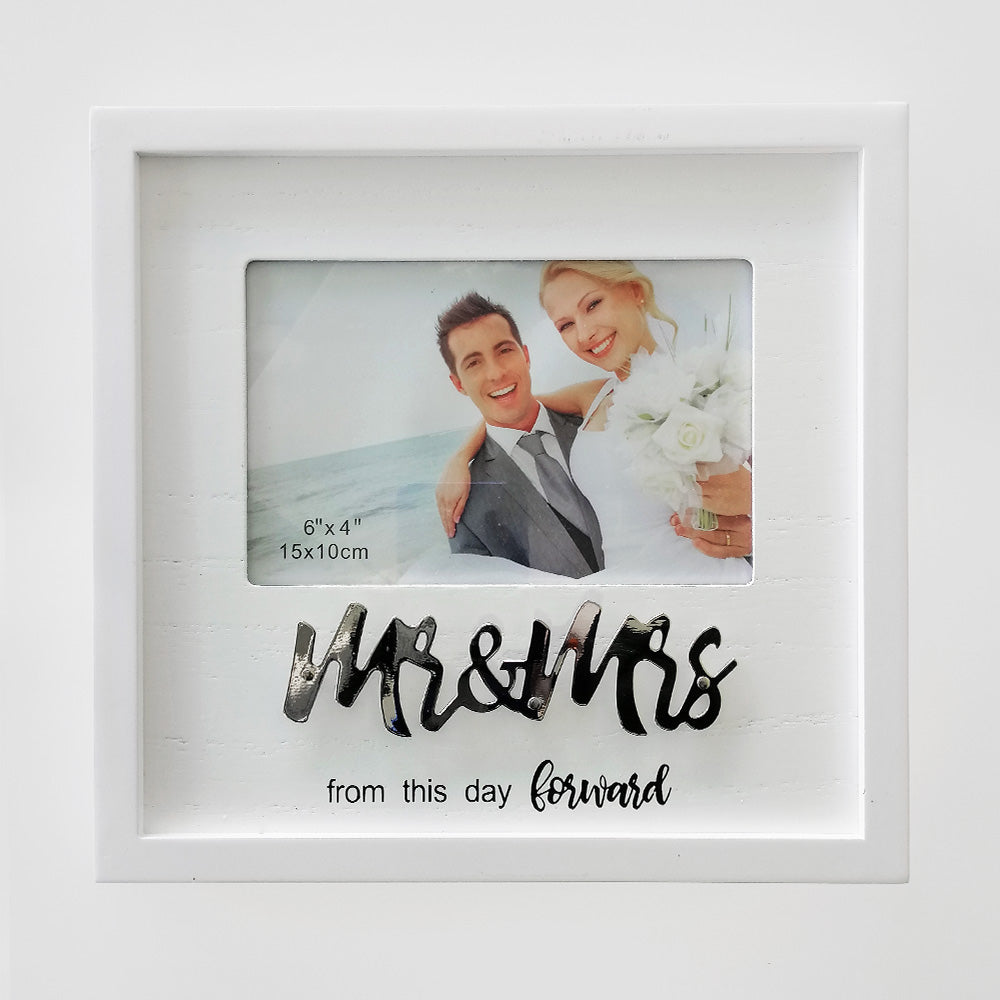 White & Metal Frame - 'Mr & Mrs'