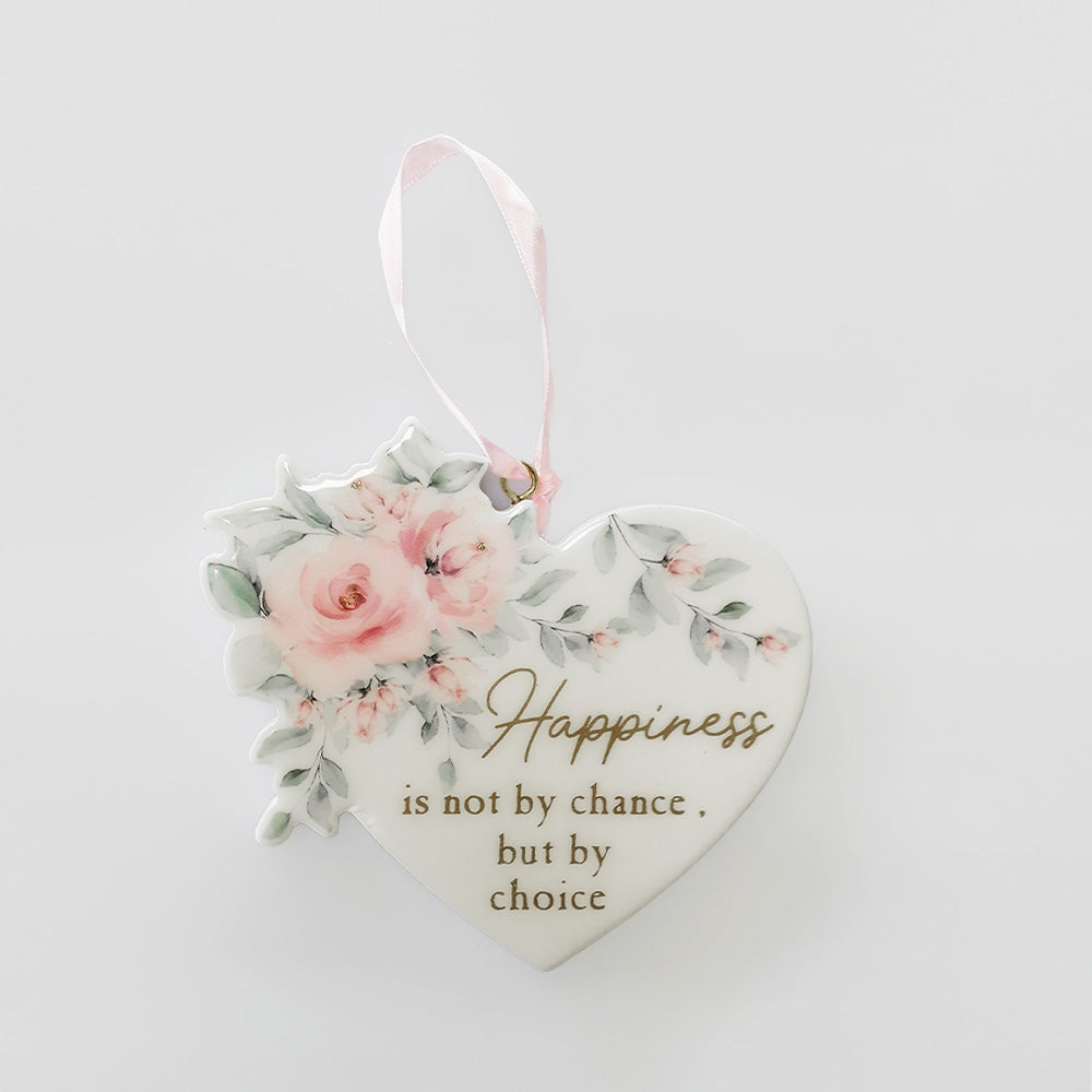 Flower Heart Plaque - 'Happiness'