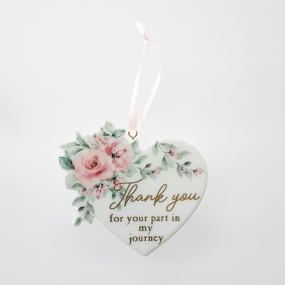 Flower Heart Plaque - 'Thank You'