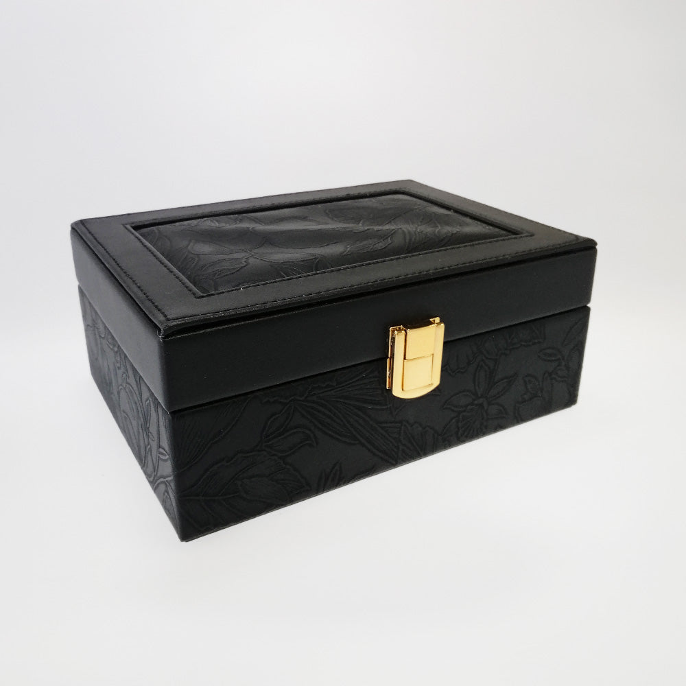 Embossed Jewellery Box - Black