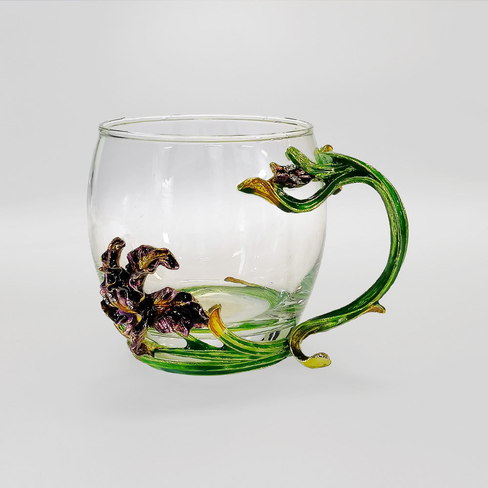 Resin Embossed Teacup - Purple & Green Flower