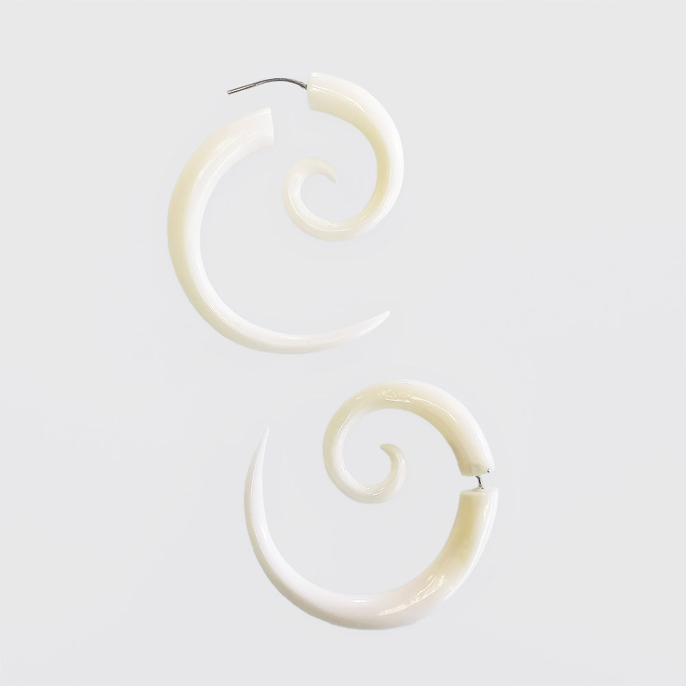 Carved Earrings - Bone Koru Earrings