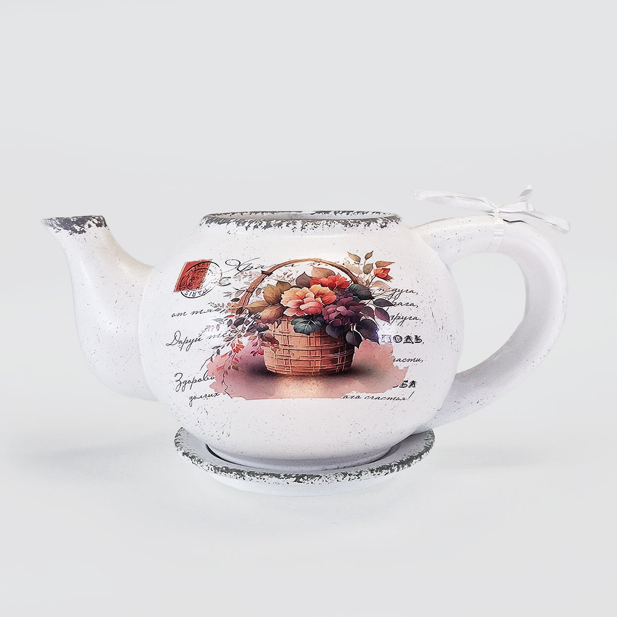 Planter - Basket Of Flowers Teapot